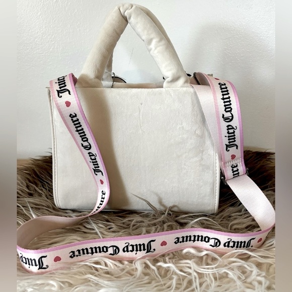 Juicy Couture Bag Extra Spender Mini Tote Velvet Satchel - Ivory Cream Angel - Picture 7 of 13
